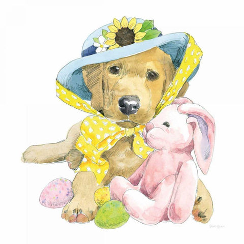 Easter Pups VI Gold Ornate Wood Framed Art Print with Double Matting by Grove, Beth