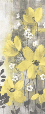 Floral Symphony Yellow Gray Crop I Black Ornate Wood Framed Art Print with Double Matting by Vassileva, Silvia