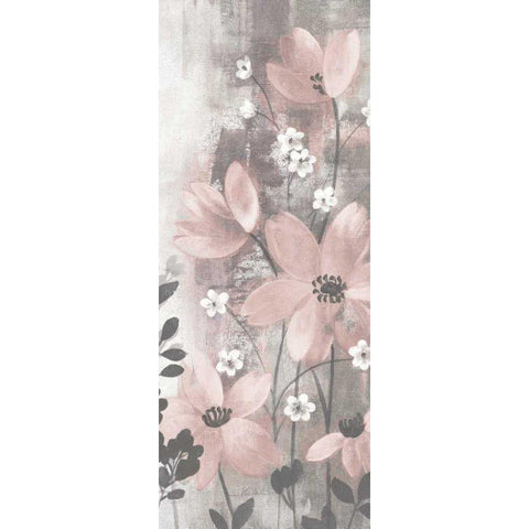 Floral Symphony Blush Gray Crop I White Modern Wood Framed Art Print by Vassileva, Silvia