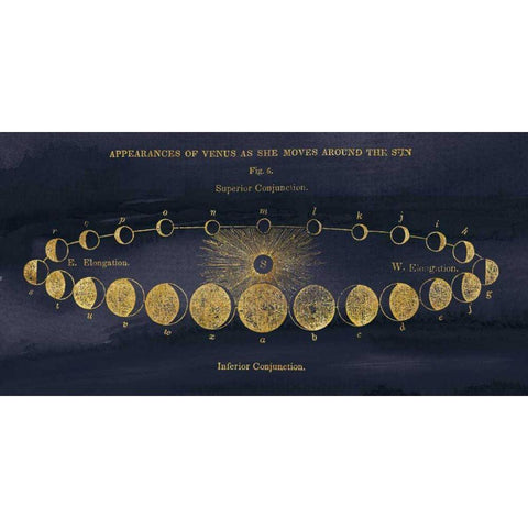 Geography of the Heavens II Blue Gold Black Modern Wood Framed Art Print by Wild Apple Portfolio