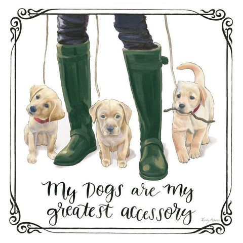 Furry Fashion Friends I My Dogs Gold Ornate Wood Framed Art Print with Double Matting by Adams, Emily