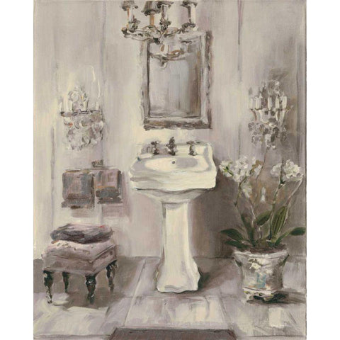 French Bath III Gray White Modern Wood Framed Art Print by Hageman, Marilyn