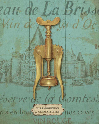 Antique Corkscrew III Blue Black Ornate Wood Framed Art Print with Double Matting by Brissonnet, Daphne