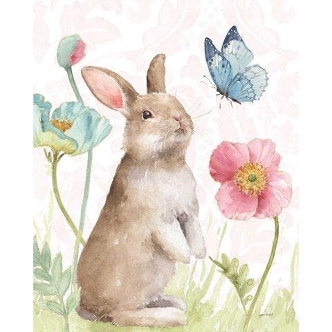 Spring Softies Bunnies II Pink White Modern Wood Framed Art Print by Audit, Lisa