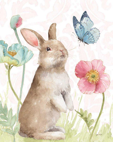 Spring Softies Bunnies II Pink White Modern Wood Framed Art Print with Double Matting by Audit, Lisa