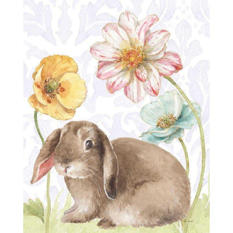 Spring Softies Bunnies III Purple White Modern Wood Framed Art Print by Audit, Lisa