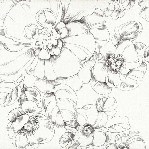 Summer Bloom II BW White Modern Wood Framed Art Print with Double Matting by Audit, Lisa