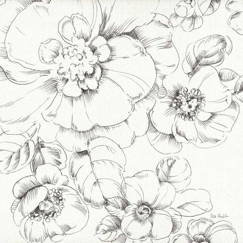 Summer Bloom II BW Black Modern Wood Framed Art Print with Double Matting by Audit, Lisa