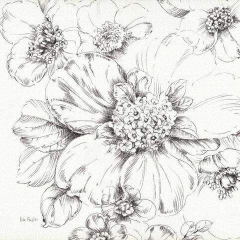 Summer Bloom III BW White Modern Wood Framed Art Print with Double Matting by Audit, Lisa