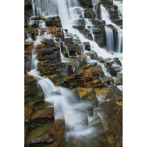 Falls on McDonald Creek color Black Modern Wood Framed Art Print by Majchrowicz, Alan