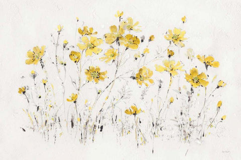 Wildflowers I Bright Yellow Black Ornate Wood Framed Art Print with Double Matting by Audit, Lisa