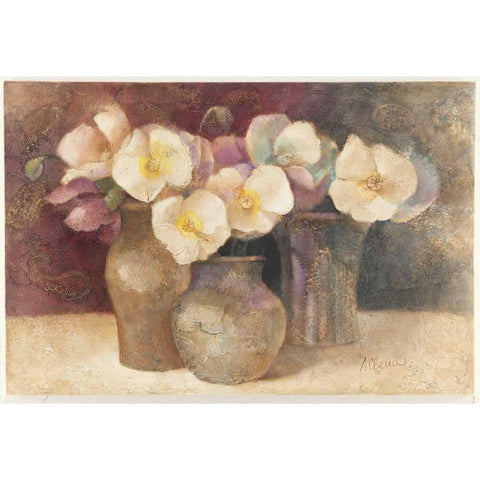 Poppies on Plum White Modern Wood Framed Art Print by Hristova, Albena