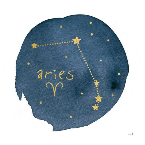 Horoscope Aries Black Modern Wood Framed Art Print with Double Matting by Hershey, Moira