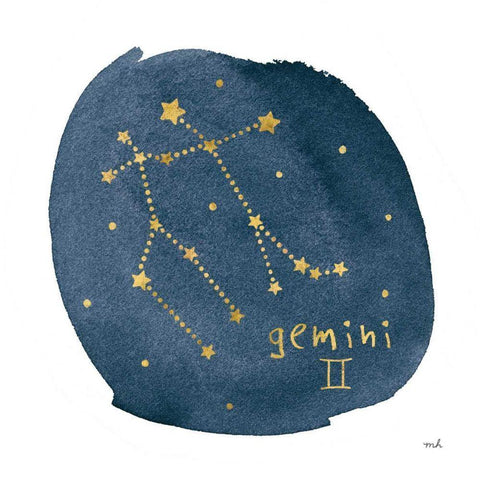 Horoscope Gemini Black Modern Wood Framed Art Print by Hershey, Moira