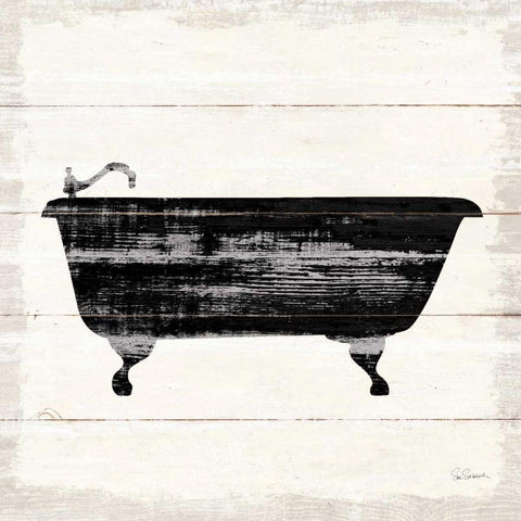 Shiplap Bath I White Modern Wood Framed Art Print with Double Matting by Schlabach, Sue