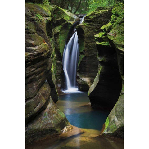 Corkscrew Falls Ohio White Modern Wood Framed Art Print by Majchrowicz, Alan