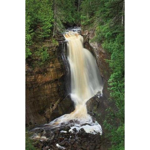 Miners Falls Michigan White Modern Wood Framed Art Print by Majchrowicz, Alan