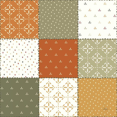 Harvest Village Pattern II White Modern Wood Framed Art Print with Double Matting by Marshall, Laura