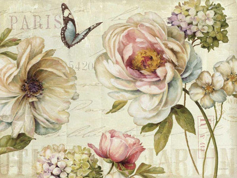 Marche de Fleurs IV Black Ornate Wood Framed Art Print with Double Matting by Audit, Lisa