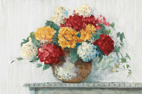 Fall Hydrangea Cottage Crop White Modern Wood Framed Art Print with Double Matting by Rowan, Carol