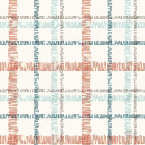 Seaside Village Pattern VA White Modern Wood Framed Art Print with Double Matting by Marshall, Laura