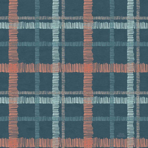 Seaside Village Pattern VB Black Ornate Wood Framed Art Print with Double Matting by Marshall, Laura