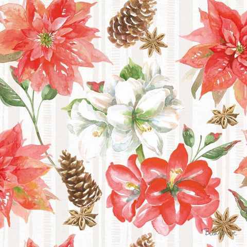 Holiday Flora Pattern IA Black Ornate Wood Framed Art Print with Double Matting by Grove, Beth