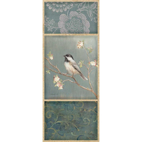Black Capped Chickadee - Wag White Modern Wood Framed Art Print by Nai, Danhui
