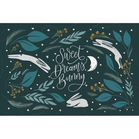 Sweet Dreams Bunny I Black Modern Wood Framed Art Print by Thorns, Becky