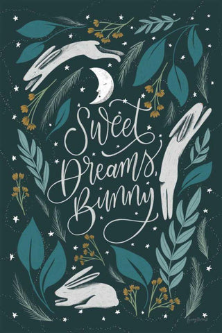 Sweet Dreams Bunny II Black Ornate Wood Framed Art Print with Double Matting by Thorns, Becky