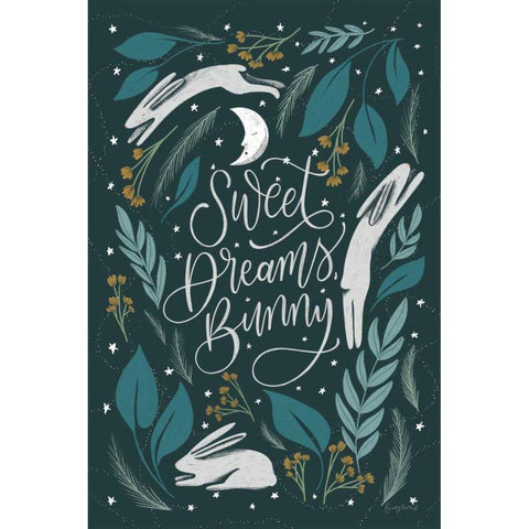 Sweet Dreams Bunny II Black Modern Wood Framed Art Print by Thorns, Becky