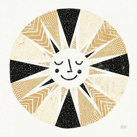 Sunshine Black Gold Sq Black Modern Wood Framed Art Print by Mullan, Michael