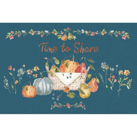 Time to Share I Blue Gold Ornate Wood Framed Art Print with Double Matting by Audit, Lisa