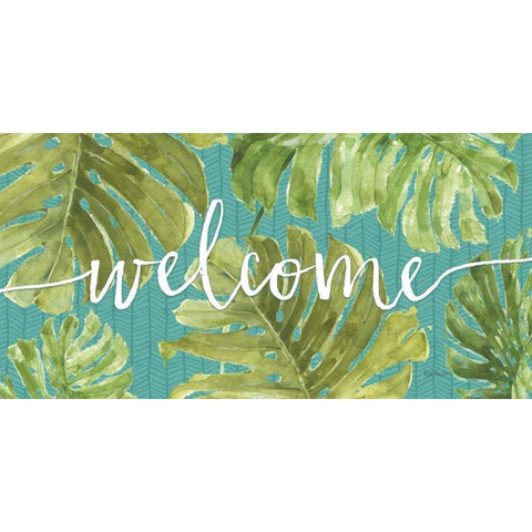 Mixed Greens Welcome Black Modern Wood Framed Art Print by Audit, Lisa