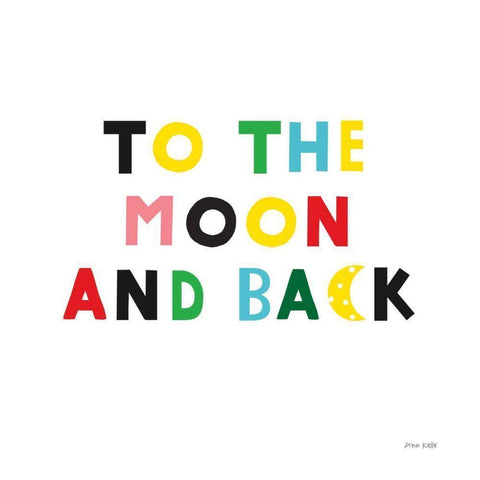 To the Moon and Back Black Modern Wood Framed Art Print by Kelle, Ann