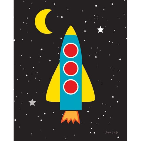 Blast Off Black Modern Wood Framed Art Print by Kelle, Ann