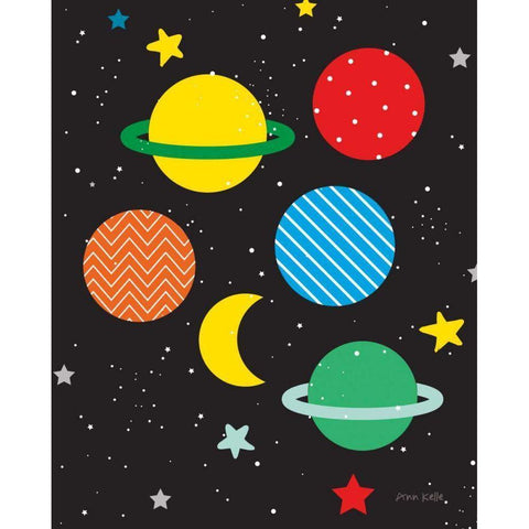 Outer Space Black Modern Wood Framed Art Print by Kelle, Ann
