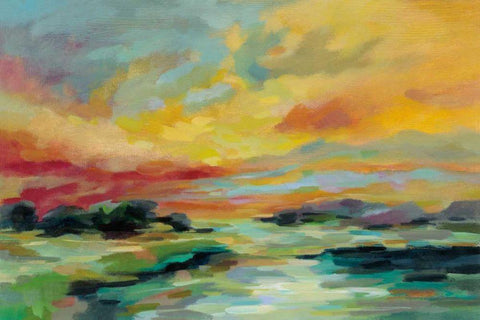 July Sunset Black Ornate Wood Framed Art Print with Double Matting by Vassileva, Silvia