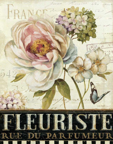 Marche de Fleurs III White Modern Wood Framed Art Print with Double Matting by Audit, Lisa