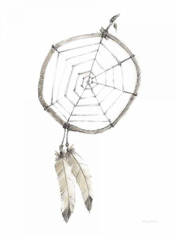 Indian Dream Catcher Neutral Crop White Modern Wood Framed Art Print with Double Matting by Tillmon, Avery