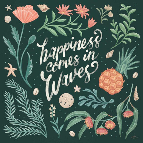 Seaside Botanical V Dark White Modern Wood Framed Art Print with Double Matting by Penner, Janelle