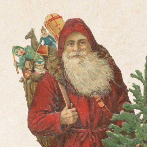 Victorian Santa I White Modern Wood Framed Art Print by Wild Apple Portfolio
