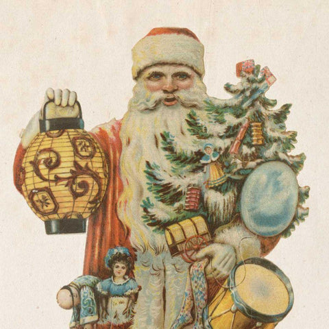 Victorian Santa II White Modern Wood Framed Art Print by Wild Apple Portfolio