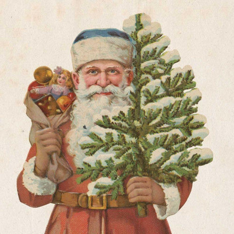 Victorian Santa IV White Modern Wood Framed Art Print by Wild Apple Portfolio
