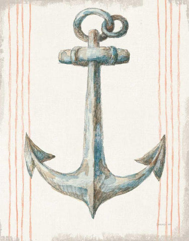 Floursack Nautical V no Words White Modern Wood Framed Art Print with Double Matting by Nai, Danhui