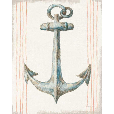 Floursack Nautical V no Words White Modern Wood Framed Art Print by Nai, Danhui