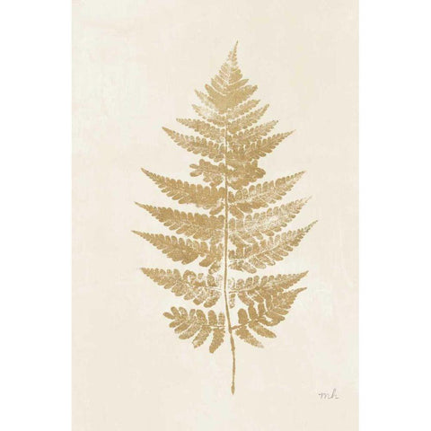 Fern Print I Gold No Shiplap White Modern Wood Framed Art Print by Hershey, Moira