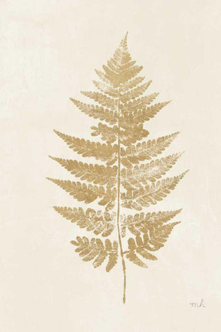 Fern Print I Gold No Shiplap White Modern Wood Framed Art Print with Double Matting by Hershey, Moira