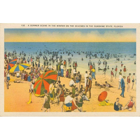 Beach Postcard IV Plain Border Gold Ornate Wood Framed Art Print with Double Matting by Wild Apple Portfolio