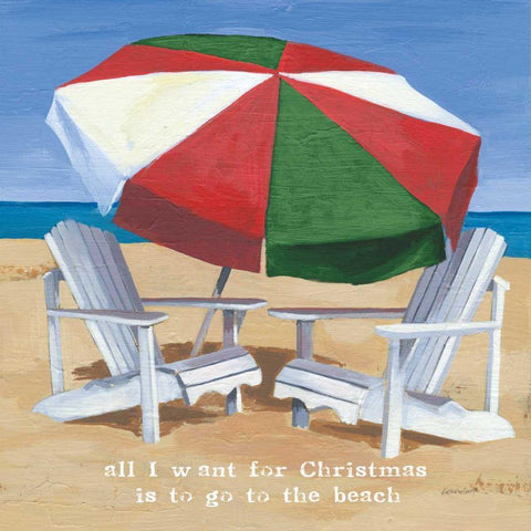 Christmas at the Beach III White Modern Wood Framed Art Print with Double Matting by Lovell, Kathrine